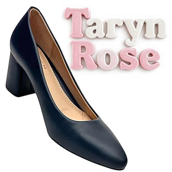 Taryn Rose Maine Block Heel Pumps Women’s Size 8.5 Blue Leather Comfort Shoes - Picture 1 of 9